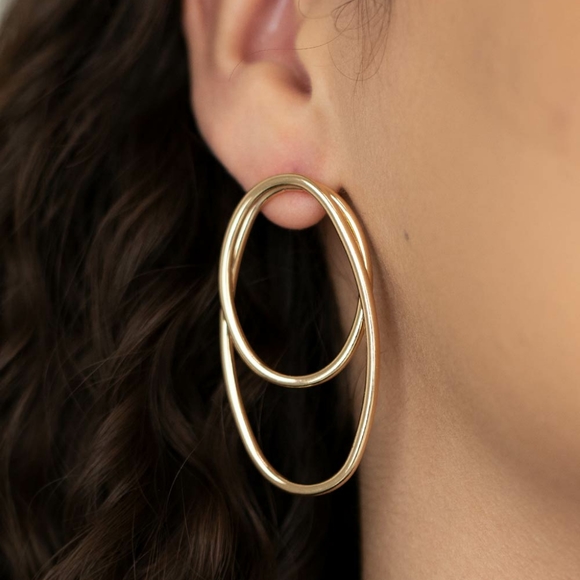 So Oval-Dramatic, Gold Earrings - Picture 3 of 4